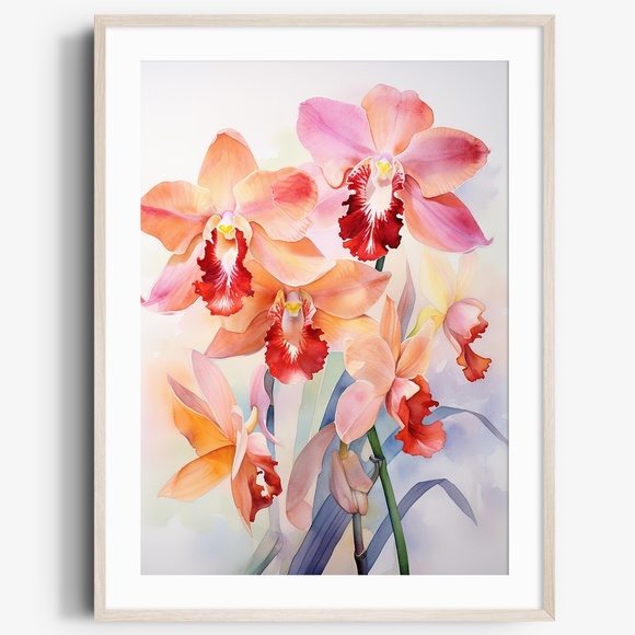 Creative Path Studios Other - Watercolor Orchids Wall Art Illustration Print Poster Unframed